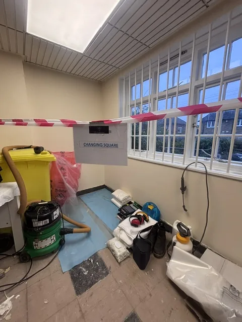 Asbestos floor tile and bitumen removal in Alexandra Palace